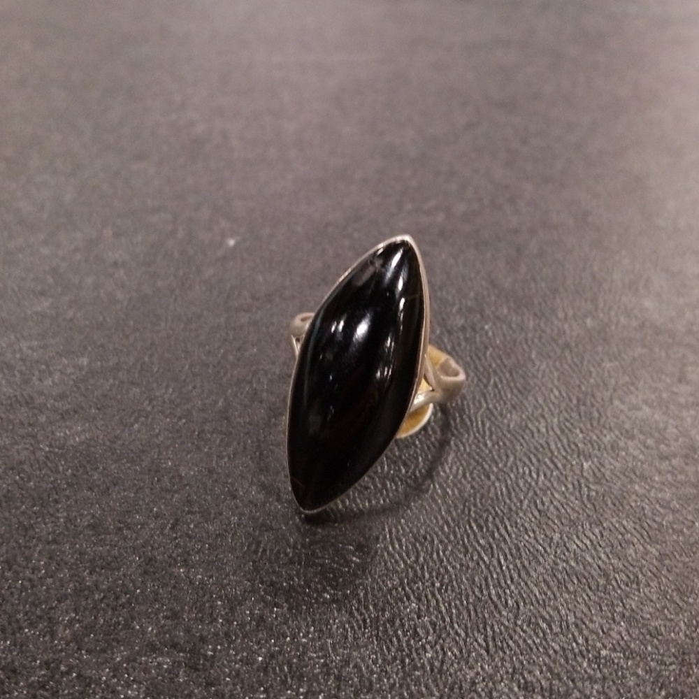 Black Coral Sterling Silver Ring